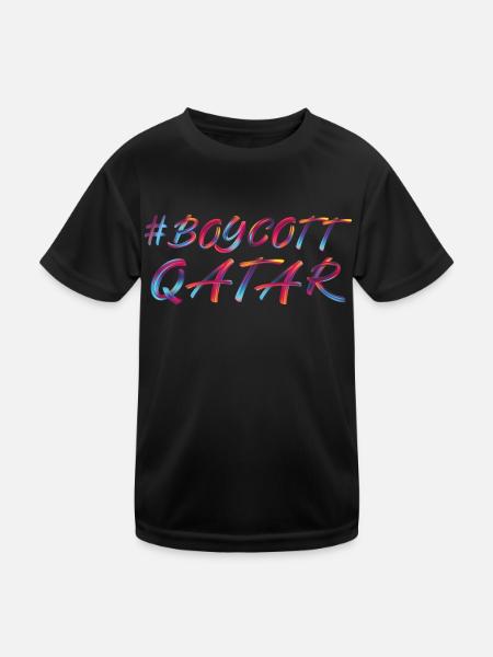 BOYKOTT KATAR - Kinder Funktions-T-Shirt - Schwarz - Vorne