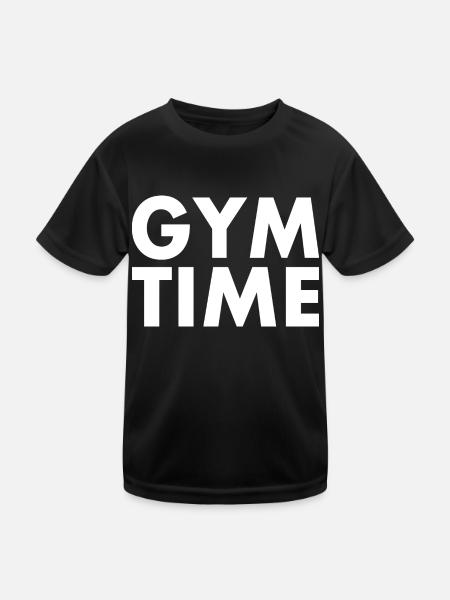 Gym time - Kinder Funktions-T-Shirt - Schwarz - Vorne