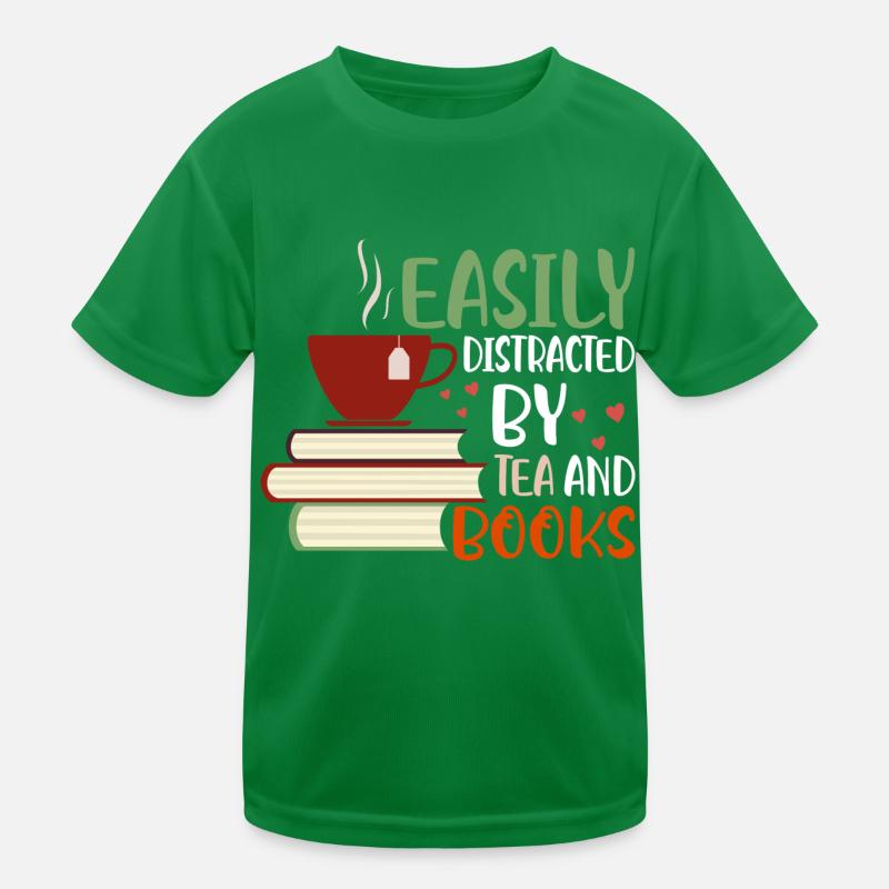 Easily Distracted By Tea And Books Book Lover Read Kids Functional T-Shirt