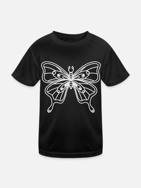 Schmetterling - Kinder Funktions-T-Shirt - Schwarz - Vorne