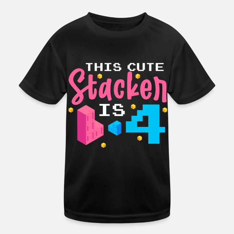 Block-stacking Game Funny Birthday Party Block Kids Functional T-Shirt