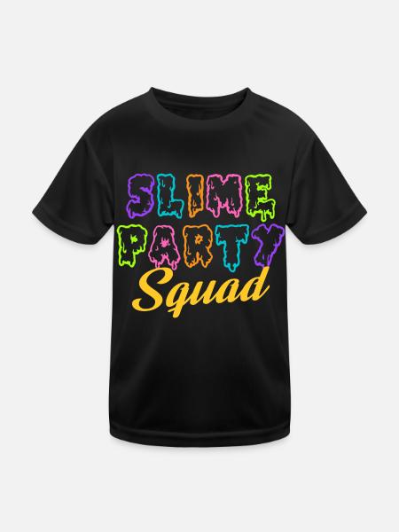 Slime Party Squad - Birthday Slime Lover Party - Kinder Funktions-T-Shirt - Schwarz - Vorne