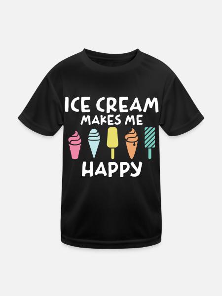 Eiscreme Macht Mich Glücklich Party Kids - Kinder Funktions-T-Shirt - Schwarz - Vorne