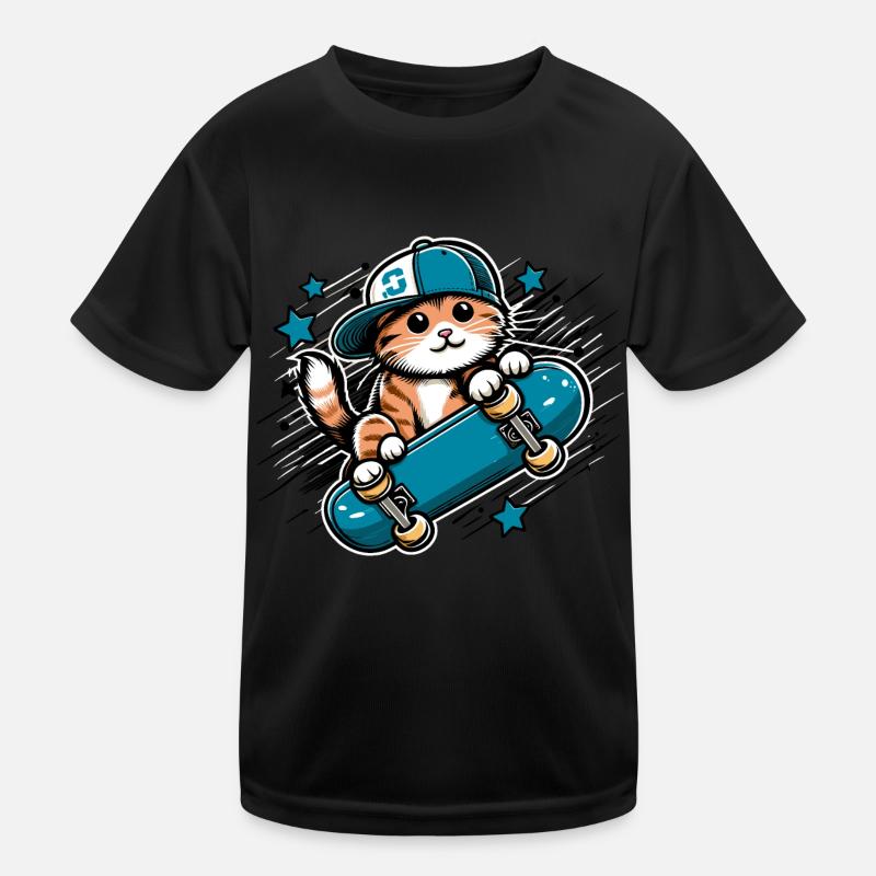 Chat skate T-shirt sport Enfant