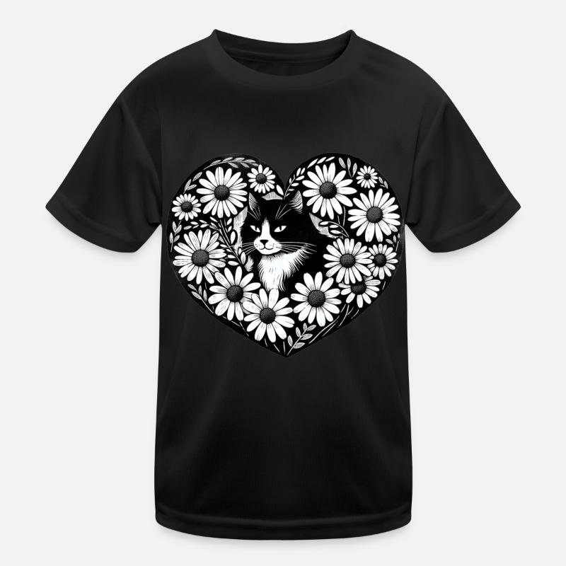 Smoking Katze Gänseblümchen Kinder Funktions-T-Shirt