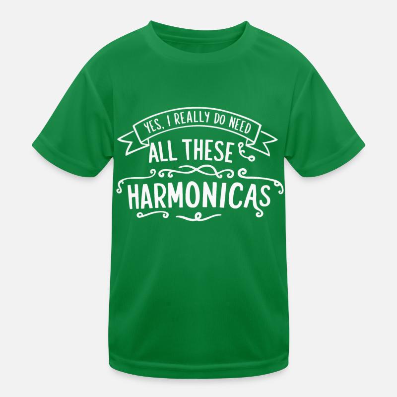 Harmonica Playing Gift Kids Functional T-Shirt