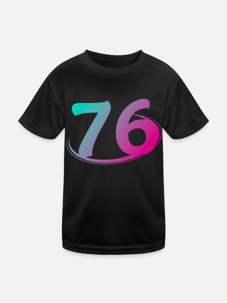 Nummer 76 mehrfarbig - Kinder Funktions-T-Shirt - Schwarz - Vorne