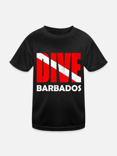 Dive Barbados - Karibik - Caribbean - West Indies - Kinder Funktions-T-Shirt - Schwarz - Vorne