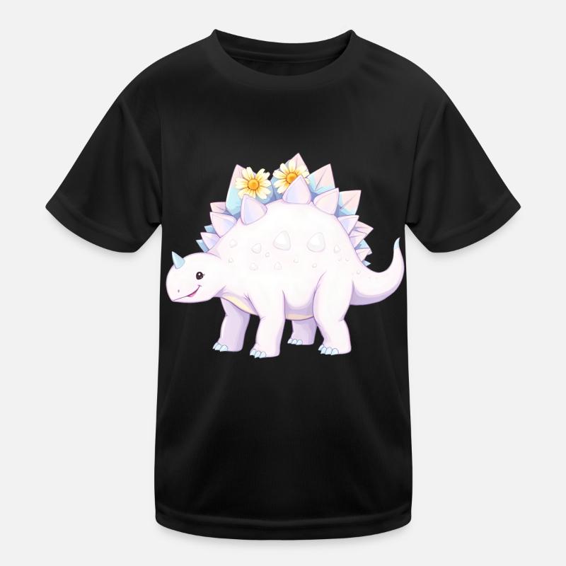 Skurriler lila Dinosaurier mit Gänseblümchen Kinder Funktions-T-Shirt