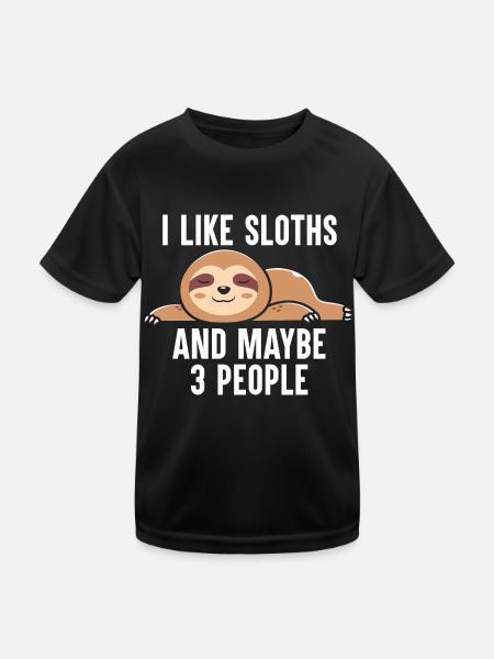 Sloth Lazy Nap Tired Slowly Sleepy Sloths - Kids Functional T-Shirt - black - Front