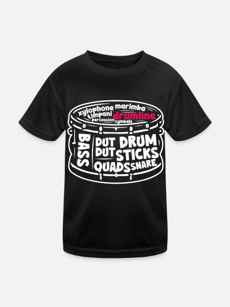Drumline Caisse claire Fanfare Tambour Tambour - T-shirt sport Enfant - noir - Devant