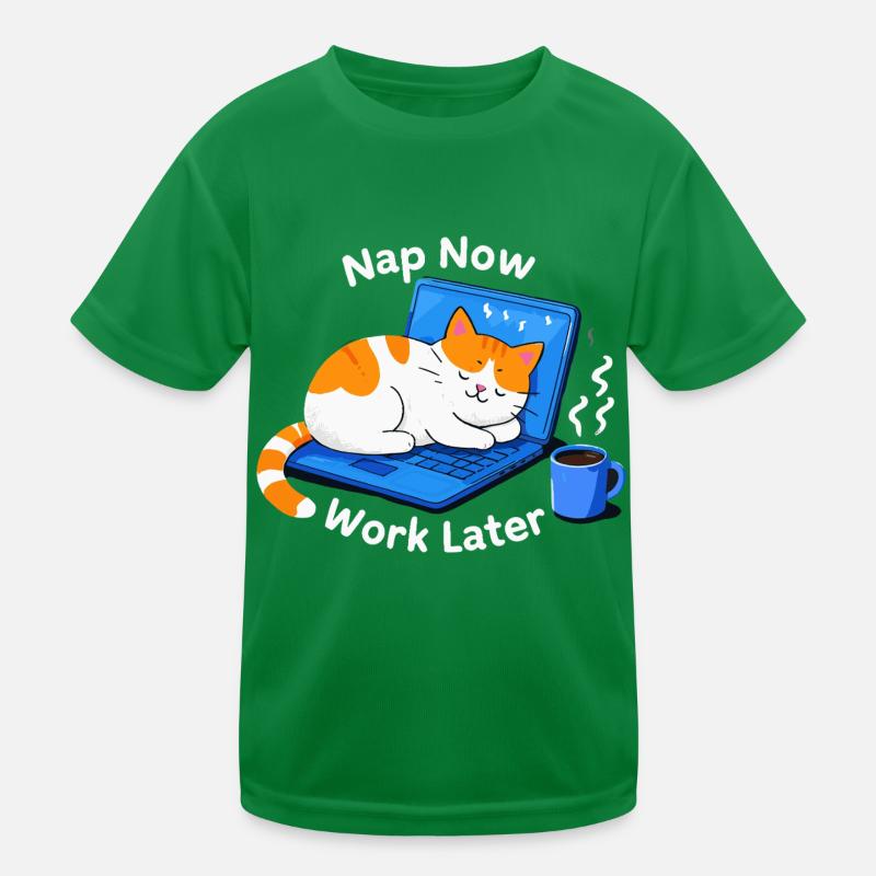Nickerchen Jetzt später arbeiten Kinder Funktions-T-Shirt