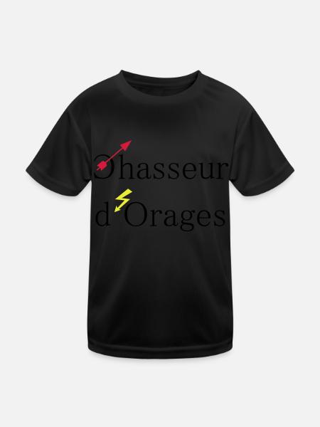 chasseur d'orages - T-shirt sport Enfant - noir - Devant