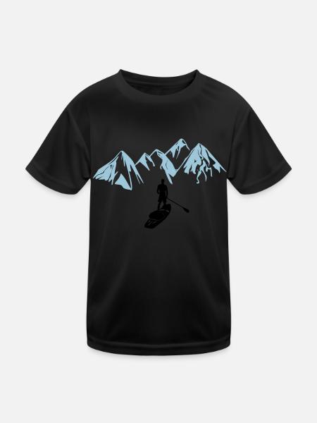 Stand Up Paddle - Berge & Touring Abenteuer SUP - Kinder Funktions-T-Shirt - Schwarz - Vorne