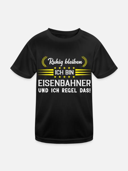 Eisenbahner Eisenbahn Geschenk - Kinder Funktions-T-Shirt - Schwarz - Vorne