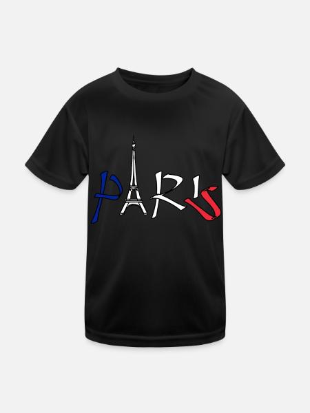 Paris France T-shirt - T-shirt sport Enfant - noir - Devant