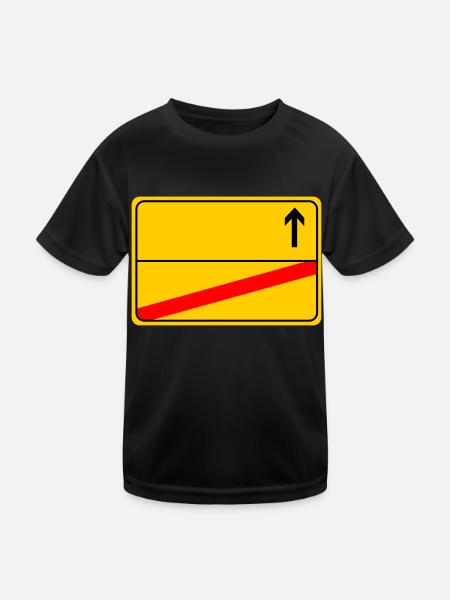 Ortsschild - Kinder Funktions-T-Shirt - Schwarz - Vorne
