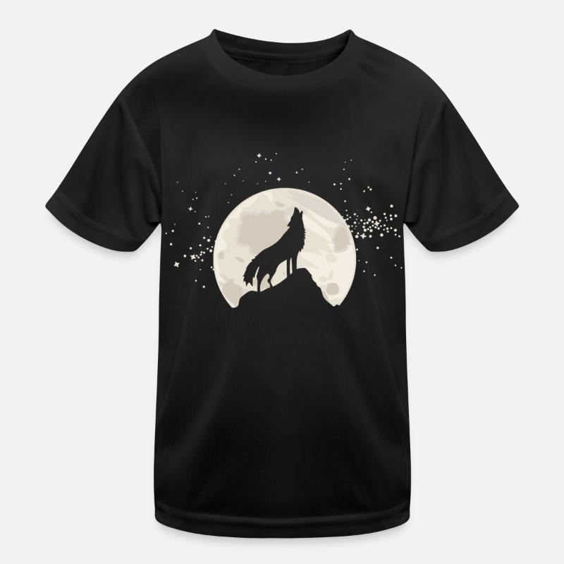 Loup hurlant devant la lune avec des étoiles T-shirt sport Enfant