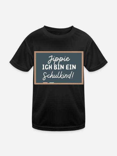 Schulkind Einschulung Schulanfang Mädchen Jungen - Kinder Funktions-T-Shirt - Schwarz - Vorne