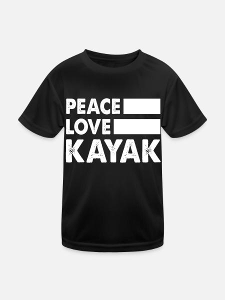 Peace Love Kayak Canoe Kayaking Rower Rowing Paddl - Kinder Funktions-T-Shirt - Schwarz - Vorne