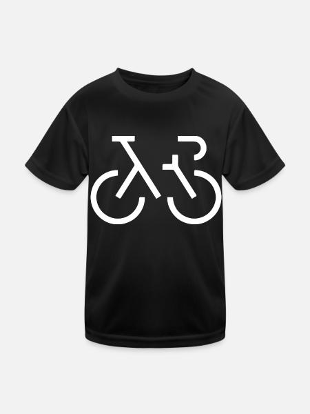 Biking Running Marathon Triathlon Bike - Kids Functional T-Shirt - black - Front