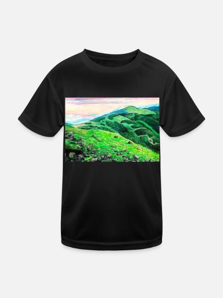 Bieszczady Mountains - Handmade Picture - Kids Functional T-Shirt - black - Front