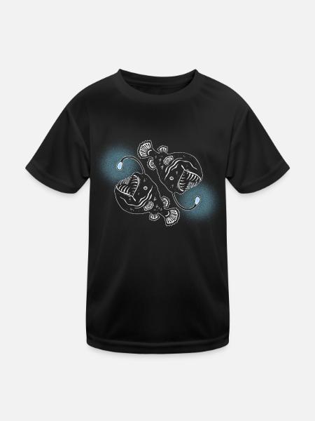 Anglerfische - Kinder Funktions-T-Shirt - Schwarz - Vorne