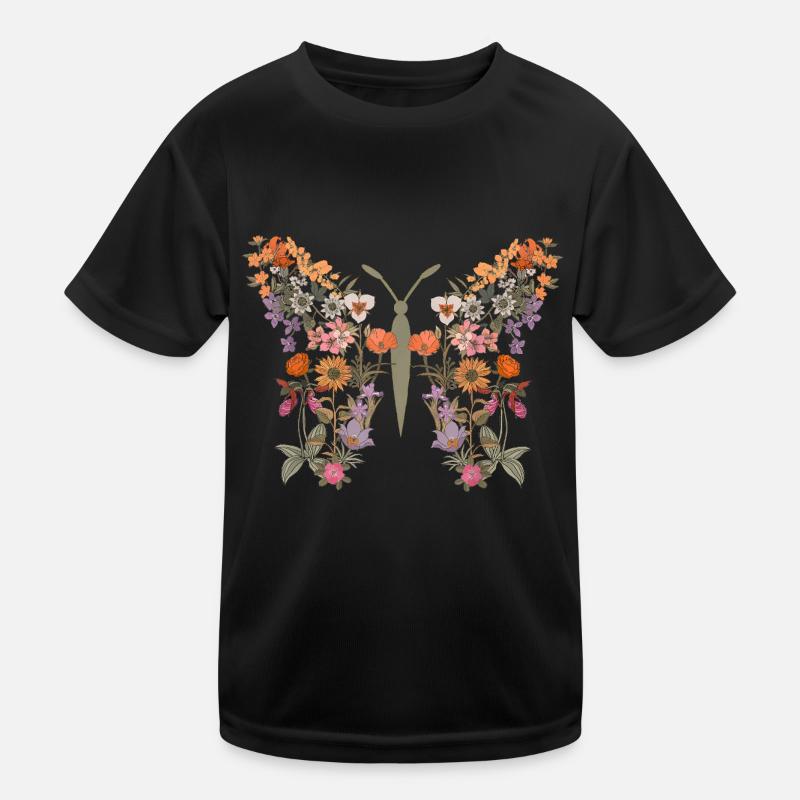Frauen Boho Wildblume Sommer Blumen Schmetterling Kinder Funktions-T-Shirt