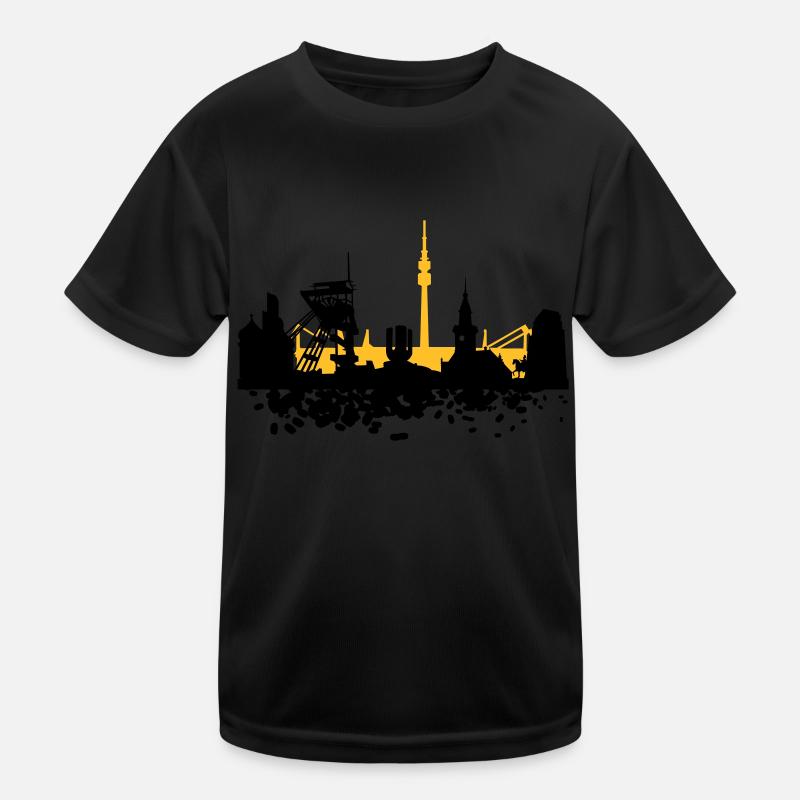 Dortmund Skyline - Kinder Funktions-T-Shirt - Schwarz