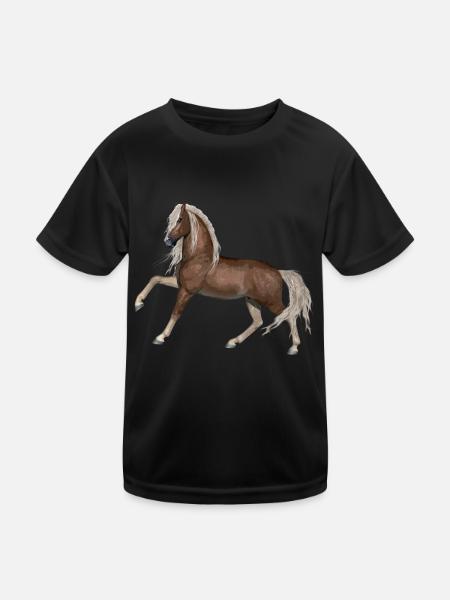 Pferd - Kinder Funktions-T-Shirt - Schwarz