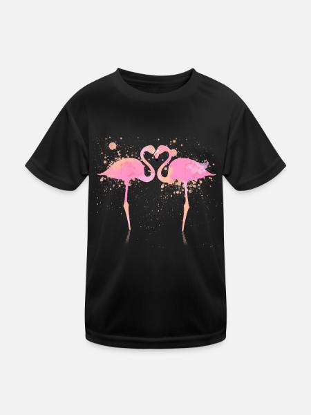Flamingo Heart - Kids Functional T-Shirt - black