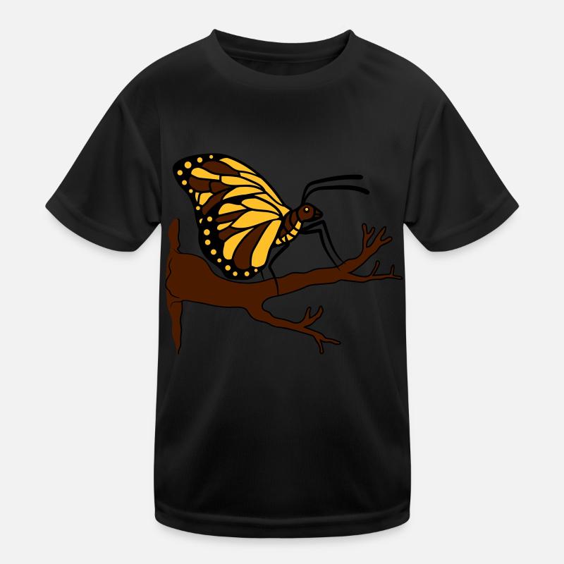 butterfly on branch tree forest insect wing Kids Functional T-Shirt