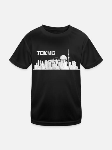 TOKYO SKYLINE BLACK AND WHITE by The Manzanita's - Kids Functional T-Shirt - black - Front