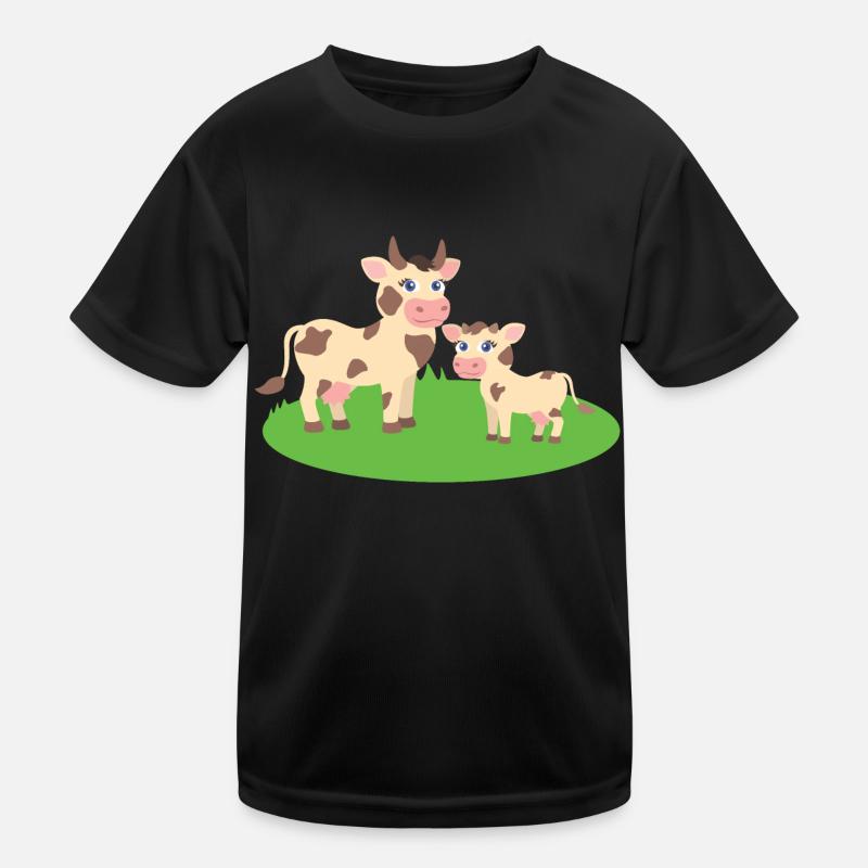 Kuh mit Kalb Kinder Funktions-T-Shirt