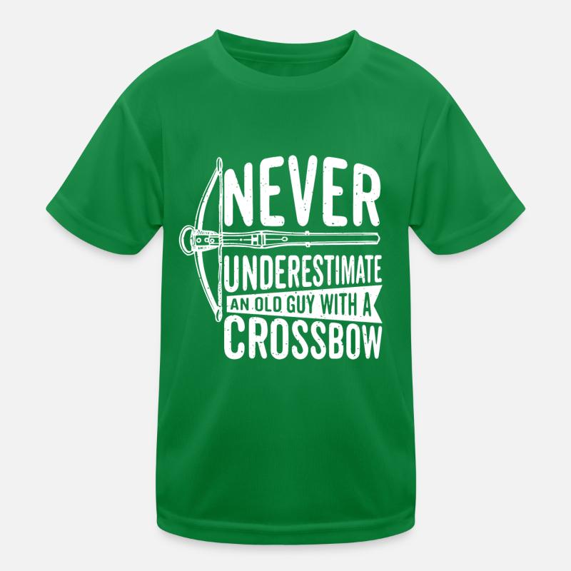 Never underestimate an old guy with a crossbow Kids Functional T-Shirt