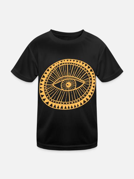 Magisches Auge - Kinder Funktions-T-Shirt - Schwarz - Vorne