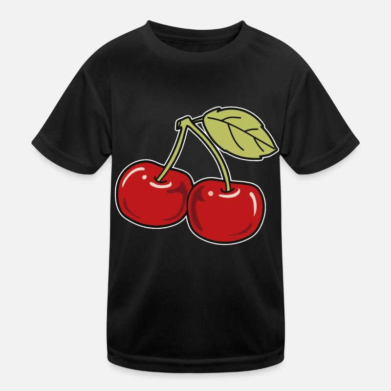 Kirsche - Kinder Funktions-T-Shirt - Schwarz