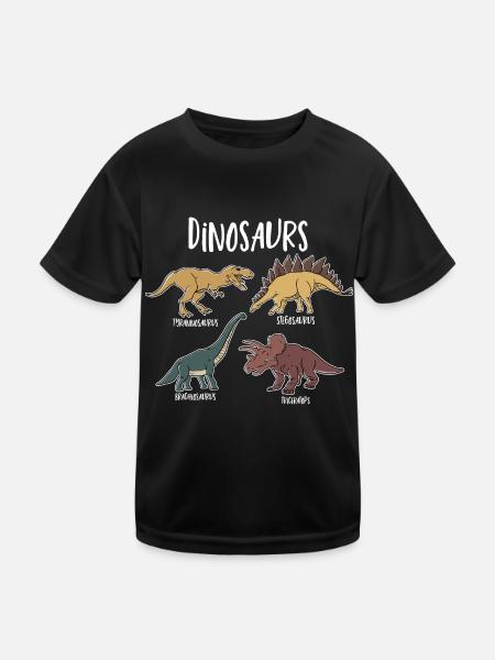 Dinosaurier Dinosaurs Tyrannosaurus Triceratops - Kids Functional T-Shirt - black - Front
