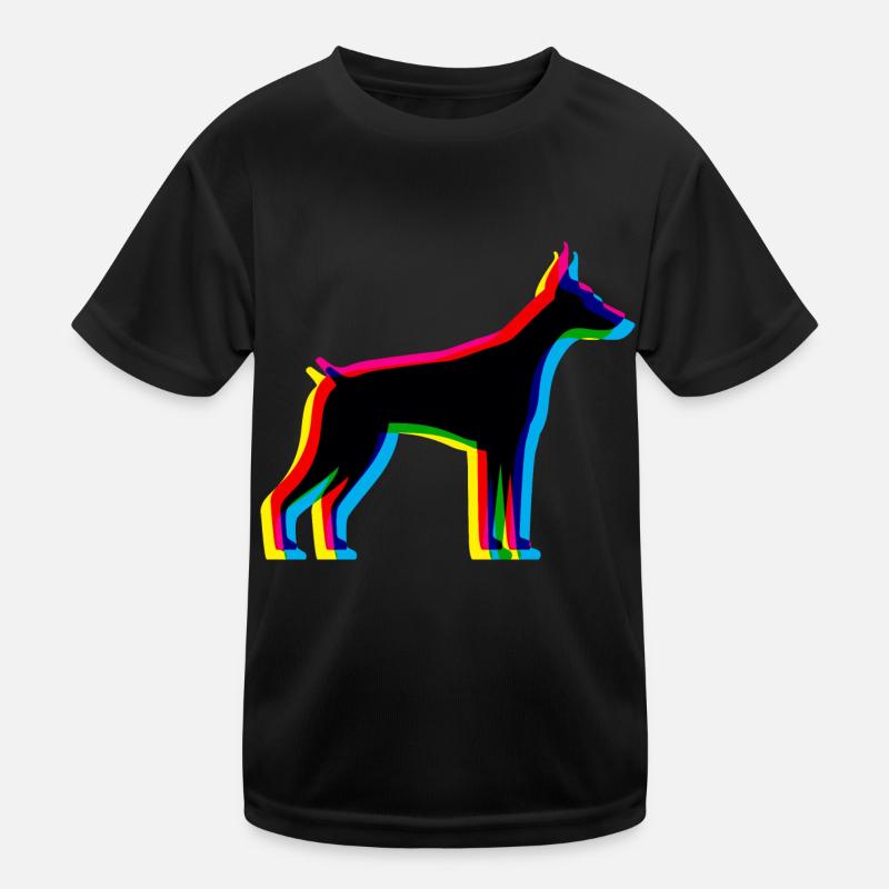 CMYK Dobermann - Kinder Funktions-T-Shirt - Schwarz