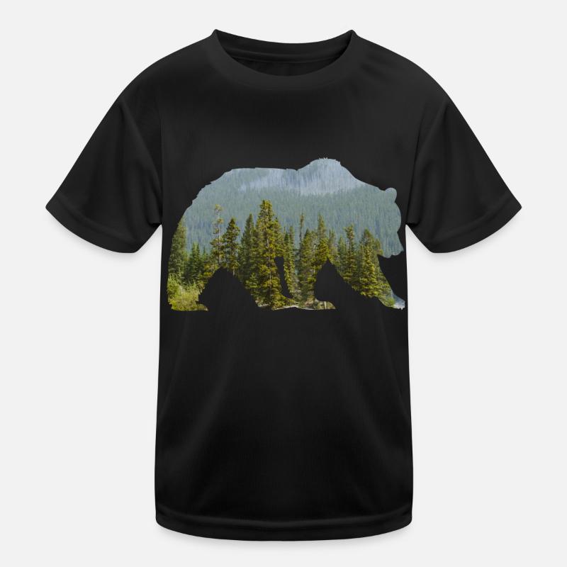 Ours dans la forêt montagneuse Silhouette T-shirt sport Enfant