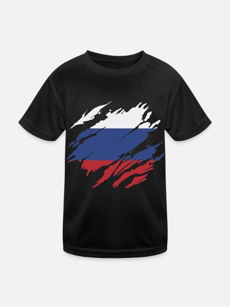 original russische - Kinder Funktions-T-Shirt - Schwarz - Vorne
