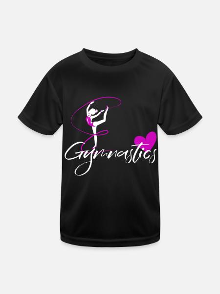 gymnastics floor gymnastics rhythmic sports gymnastics - Kids Functional T-Shirt - black - Front