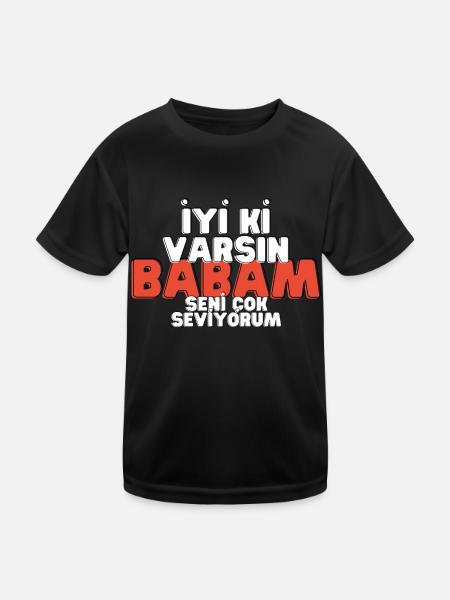Baba Hediyelik Babalar Günü Hediyesi Geschenkidee - Kinder Funktions-T-Shirt - Schwarz - Vorne