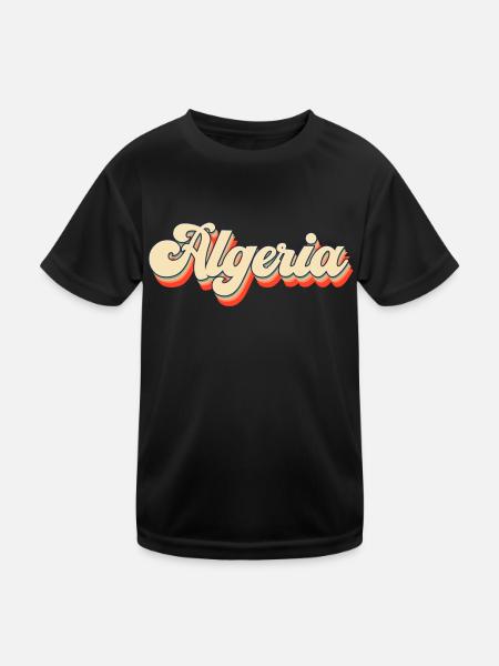 Algerien - Kinder Funktions-T-Shirt - Schwarz - Vorne