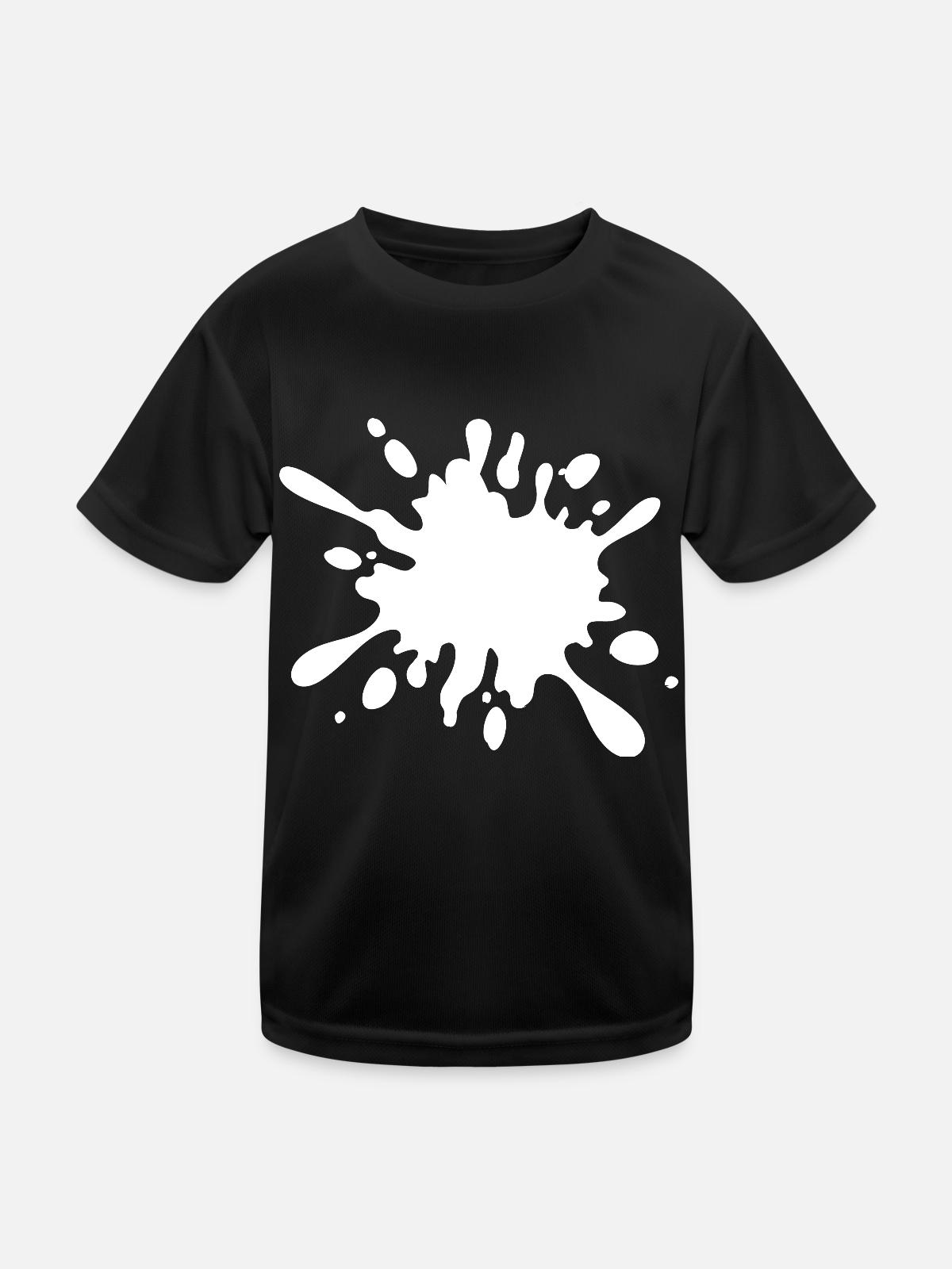 Klecks - Kinder Funktions-T-Shirt - Schwarz - Vorne