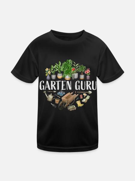 Garten Guru - Kinder Funktions-T-Shirt - Schwarz - Vorne