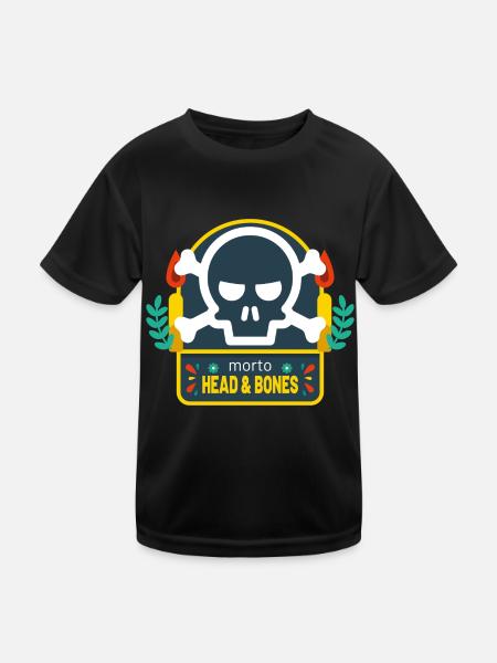 Head and bones candle - Kids Functional T-Shirt - black