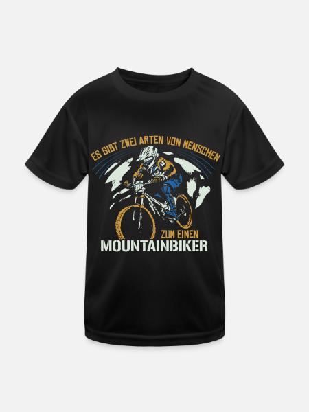 Mountainbiker und ? - Mountainbiker Mountainbike - Kinder Funktions-T-Shirt - Schwarz - Vorne