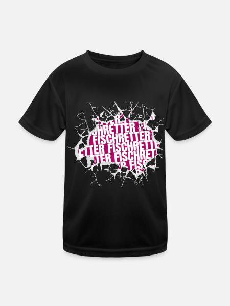fischen angelngeschenke geek tierrechte - Kinder Funktions-T-Shirt - Schwarz - Vorne