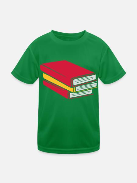 Design stacked books comic - Kids Functional T-Shirt - kelly green - Front